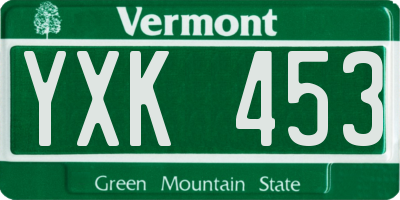 VT license plate YXK453
