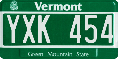 VT license plate YXK454
