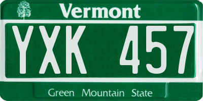 VT license plate YXK457