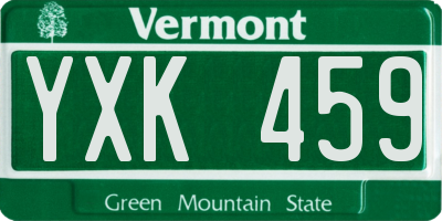 VT license plate YXK459