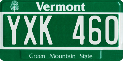 VT license plate YXK460