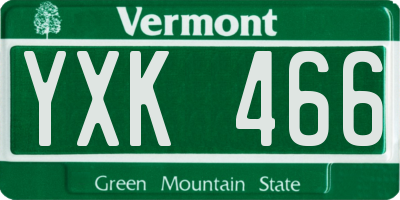 VT license plate YXK466