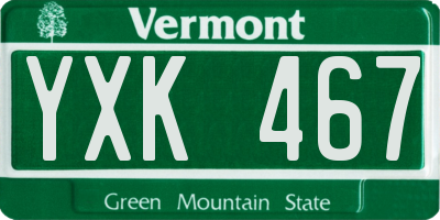 VT license plate YXK467