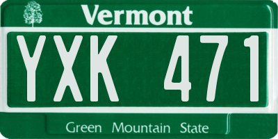 VT license plate YXK471