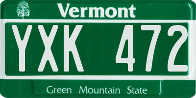 VT license plate YXK472