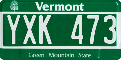 VT license plate YXK473