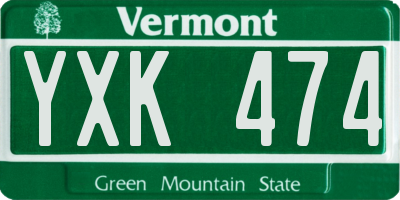 VT license plate YXK474