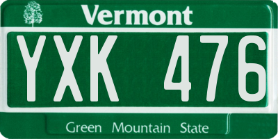 VT license plate YXK476