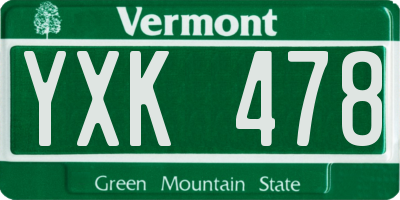 VT license plate YXK478