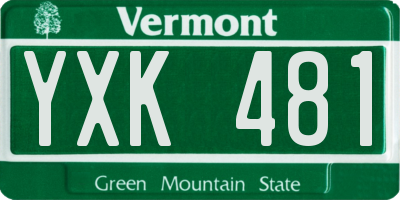VT license plate YXK481