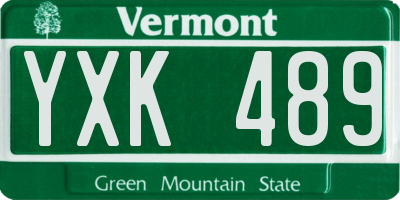 VT license plate YXK489