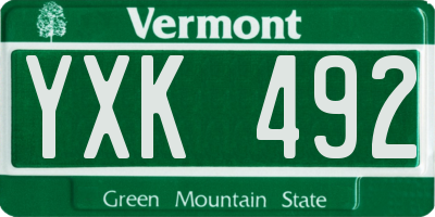 VT license plate YXK492