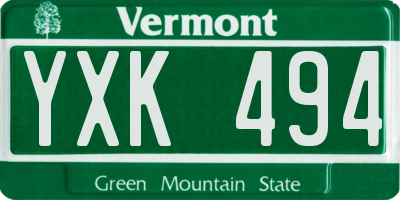 VT license plate YXK494