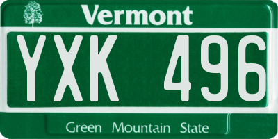 VT license plate YXK496