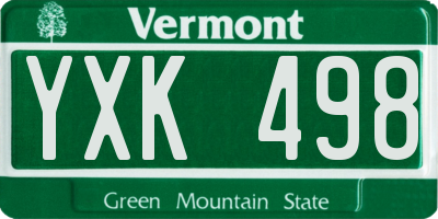 VT license plate YXK498