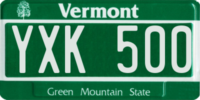 VT license plate YXK500