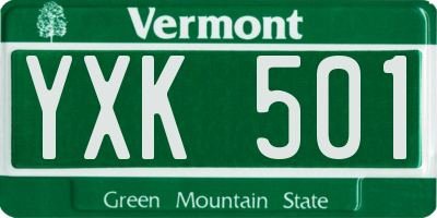 VT license plate YXK501