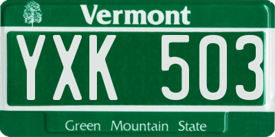 VT license plate YXK503