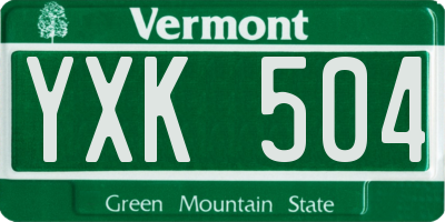 VT license plate YXK504