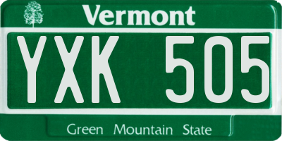 VT license plate YXK505