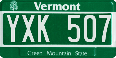 VT license plate YXK507