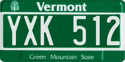 VT license plate YXK512
