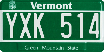 VT license plate YXK514