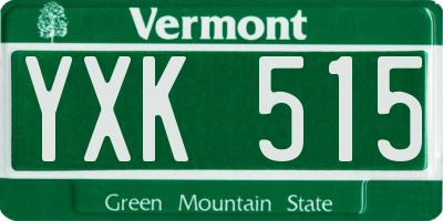 VT license plate YXK515