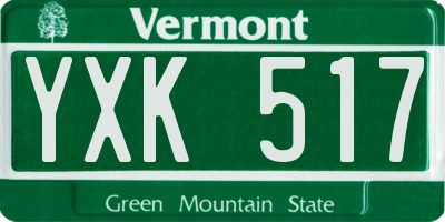 VT license plate YXK517
