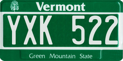 VT license plate YXK522