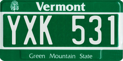 VT license plate YXK531