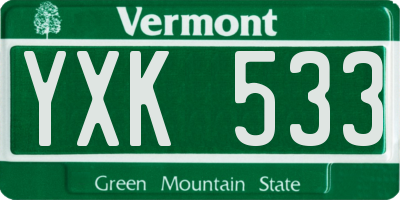 VT license plate YXK533
