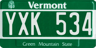 VT license plate YXK534