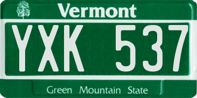 VT license plate YXK537
