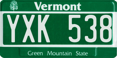VT license plate YXK538