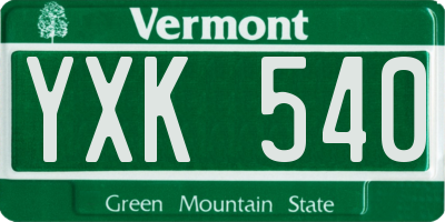 VT license plate YXK540