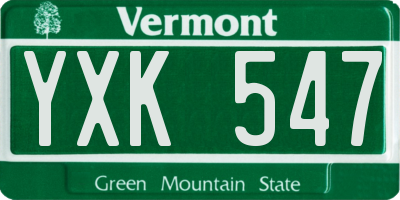 VT license plate YXK547