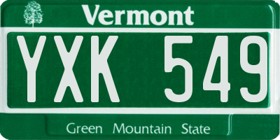 VT license plate YXK549