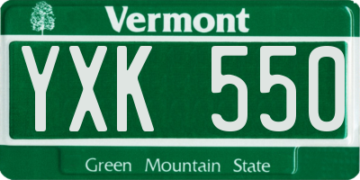 VT license plate YXK550