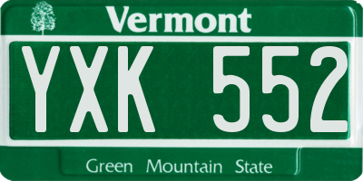 VT license plate YXK552