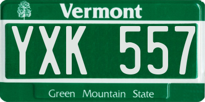 VT license plate YXK557