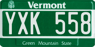 VT license plate YXK558