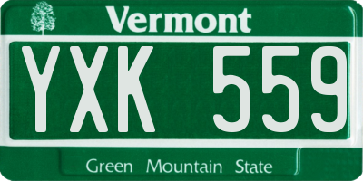 VT license plate YXK559