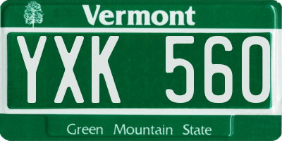 VT license plate YXK560