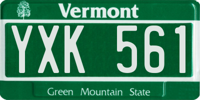 VT license plate YXK561