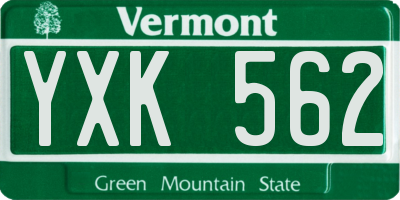VT license plate YXK562