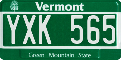 VT license plate YXK565