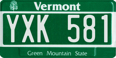 VT license plate YXK581