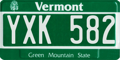 VT license plate YXK582