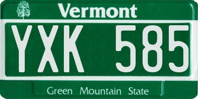 VT license plate YXK585